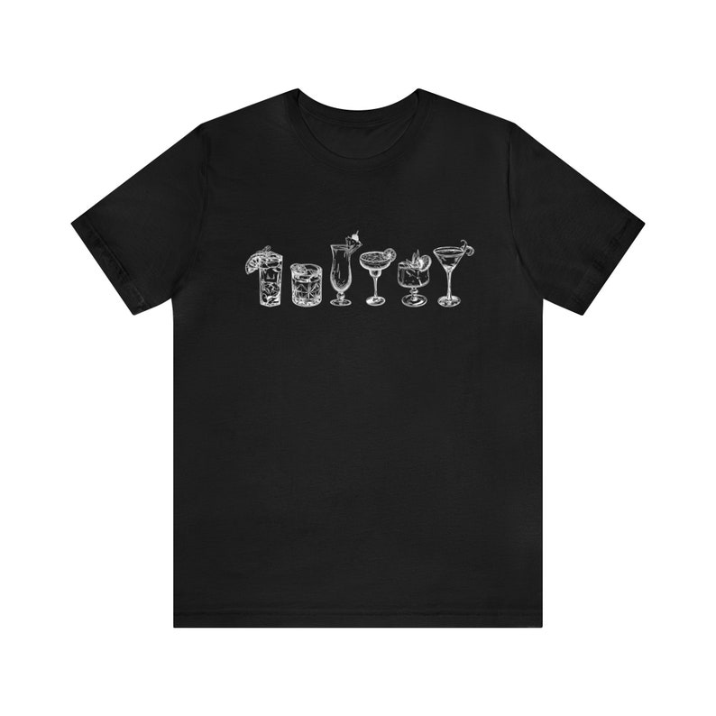 Cocktail Glass T Shirt, Drinks Graphic Tee, Bartender Shirt, Alcohol Gift, Brunch Cocktail Present, Gift Women, Unisex Men Women T Shirt image 6