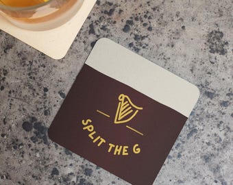 Set di sottobicchieri (4), sottobicchieri in sughero Split The G Guinness, sottobicchieri per bevande, articoli da bar, decorazioni per la casa, regalo di inaugurazione della casa