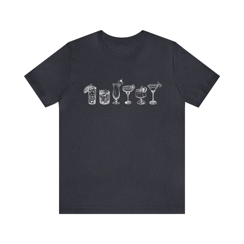 Cocktail Glass T Shirt, Drinks Graphic Tee, Bartender Shirt, Alcohol Gift, Brunch Cocktail Present, Gift Women, Unisex Men Women T Shirt image 4