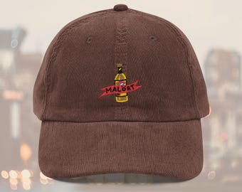 Malort Corduroy Hat, Chicago Handshake Embroidered Cap, Unisex Chitown Illinois Gift