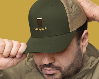 Vitamin C Guinness Trucker Hat, Embroidered Unisex Design, Irish Beer Gift