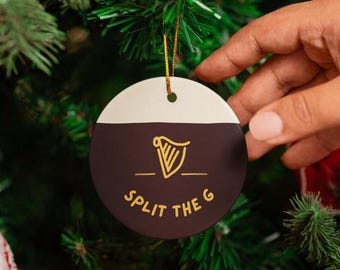 Guinness ölprydnad, juldekoration, Guinness-present, Split the G, Irland-present, irländsk högtidsprydnad
