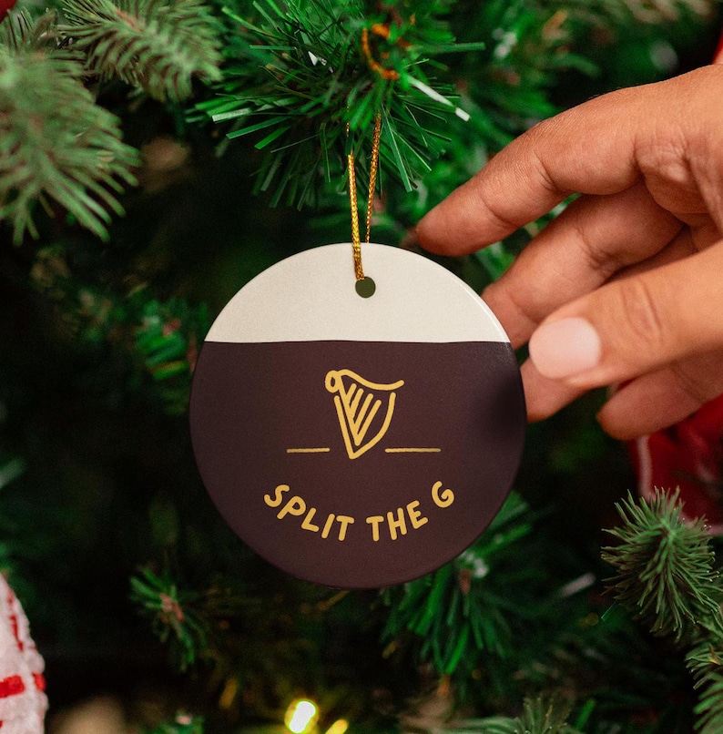 Guinness Bier Ornament, Weihnachtsdekoration, Guinness Geschenk, Split the G, Irland Geschenk, Irischer Feiertagsverzierung Bild 1