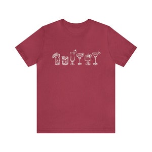 Cocktail Glass T Shirt, Drinks Graphic Tee, Bartender Shirt, Alcohol Gift, Brunch Cocktail Present, Gift Women, Unisex Men Women T Shirt image 9