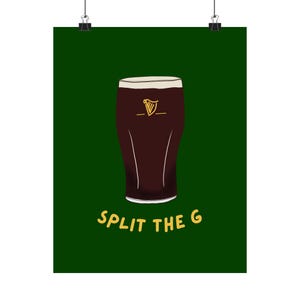 Guinness Poster, "Split the G" Hand-Drawn Art Print, 8x10 11x14 A3 A4 sizes, Wall Decor, Home Bar, Irish Pub Decoration image 4