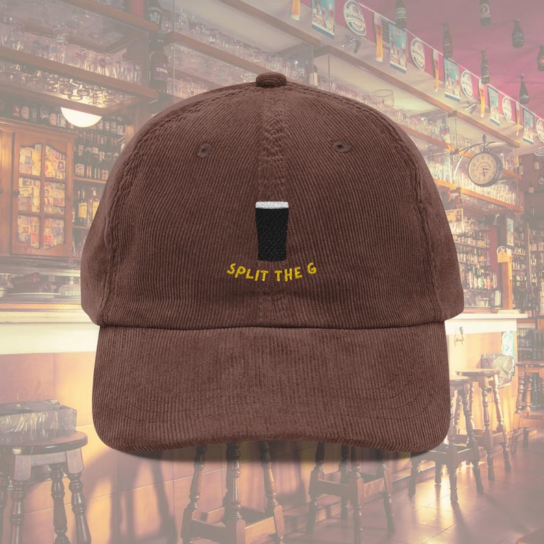 Gorra de pana Split The G, gorra bordada Guinness, regalo unisex de cerveza irlandesa imagen 3
