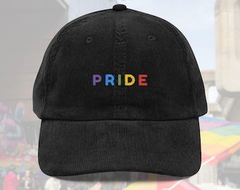 PRIDE Corduroy Hat, LGBTQIA Rainbow Cap, Unisex Gay Lesbian Baseball Cap