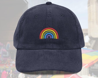 Rainbow Corduroy Hat, LGBTQIA Pride Cap, Unisex Gay Lesbian Baseball Cap