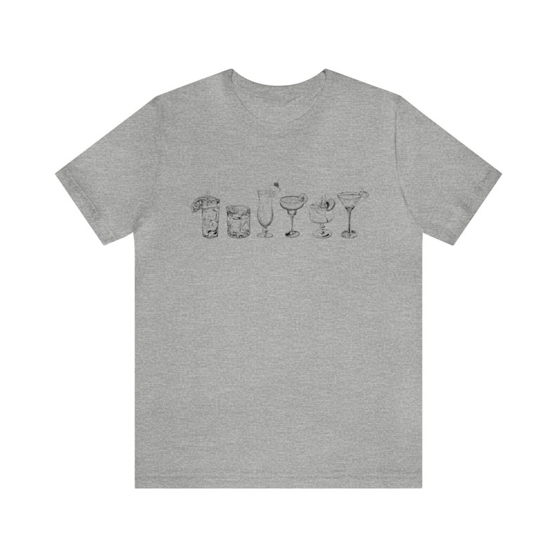 Cocktail Glass T Shirt, Drinks Graphic Tee, Bartender Shirt, Alcohol Gift, Brunch Cocktail Present, Gift Women, Unisex Men Women T Shirt image 5