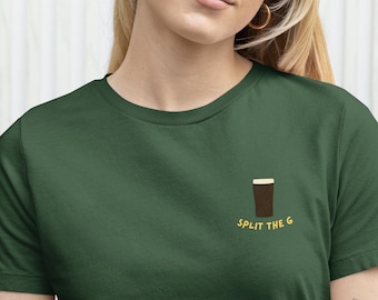 Split The G Guinness Embroidered Unisex Tee, Beer Lover Gift, Irish Apparel