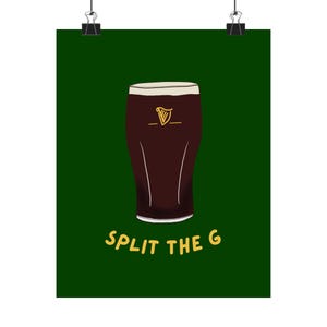 Guinness Poster, "Split the G" Hand-Drawn Art Print, 8x10 11x14 A3 A4 sizes, Wall Decor, Home Bar, Irish Pub Decoration image 3