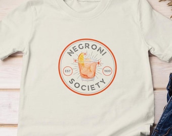 Negroni Society T Shirt, Drinks Graphic Tee, Bartender Shirt, Alcohol Gift, Negroni Cocktail, Gift for Men Women, Unisex Men Women T Shirt
