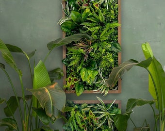 YUCATAN-växtbild gjord av konstgjorda växter | Väggdekoration med träram | Botanisk väggkonst | Väggdekor | Handgjord