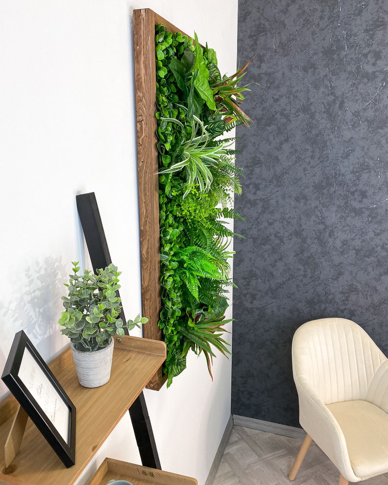 Cadre végétal/image végétale/mur de mousse/image de mousse/mur vert YUCATAN en plantes artificielles Realtouch au design jungle, cadre en bois d'épicéa image 9