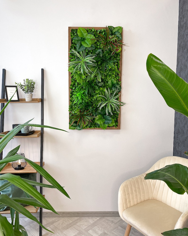 Cadre végétal/image végétale/mur de mousse/image de mousse/mur vert YUCATAN en plantes artificielles Realtouch au design jungle, cadre en bois d'épicéa image 6