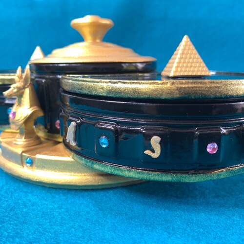 NEW! One of shops a kind! Handcrafted Egyptian themed Anubis jewelry box with vintage appearance!