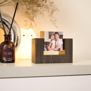 Personalized Photo Cube, Custom Picture Block, Rotating Memory Frame, Wooden Photo Gift, Infinity Flip Cube for Birthday,Anniversary,Wedding