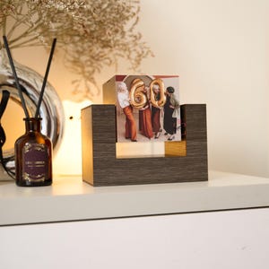 30-100 Anniversary Personalized Spining Photo Cube, Picture Block, Rotating Memory Frame, Wooden Photo Gift, Infinity Flip Cube Birthday