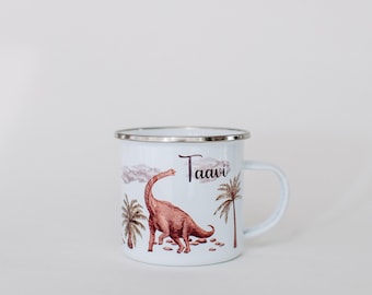 Emailletasse Dinosaurier