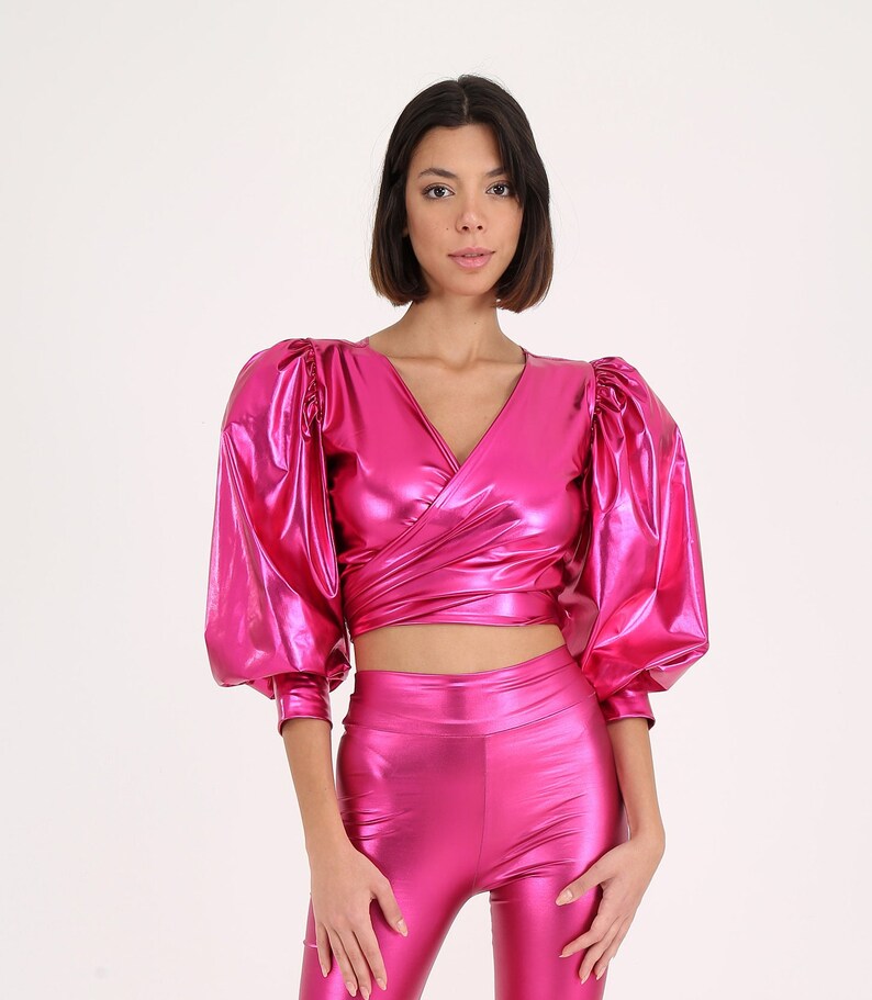 Gold Metallic Top Rave Outfit Bell Sleeve Top Burning Man - Etsy