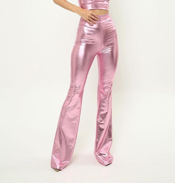 Metallic Flare Pants, 1970s Disco Trousers, Rave Costume