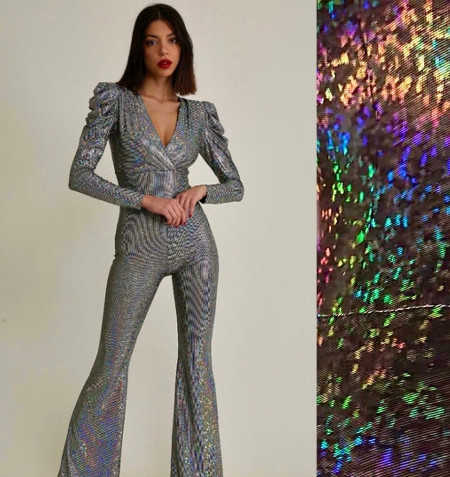 Hologram Iridescent Light Turquoise Blue Catsuit Spandex Jumpsuit