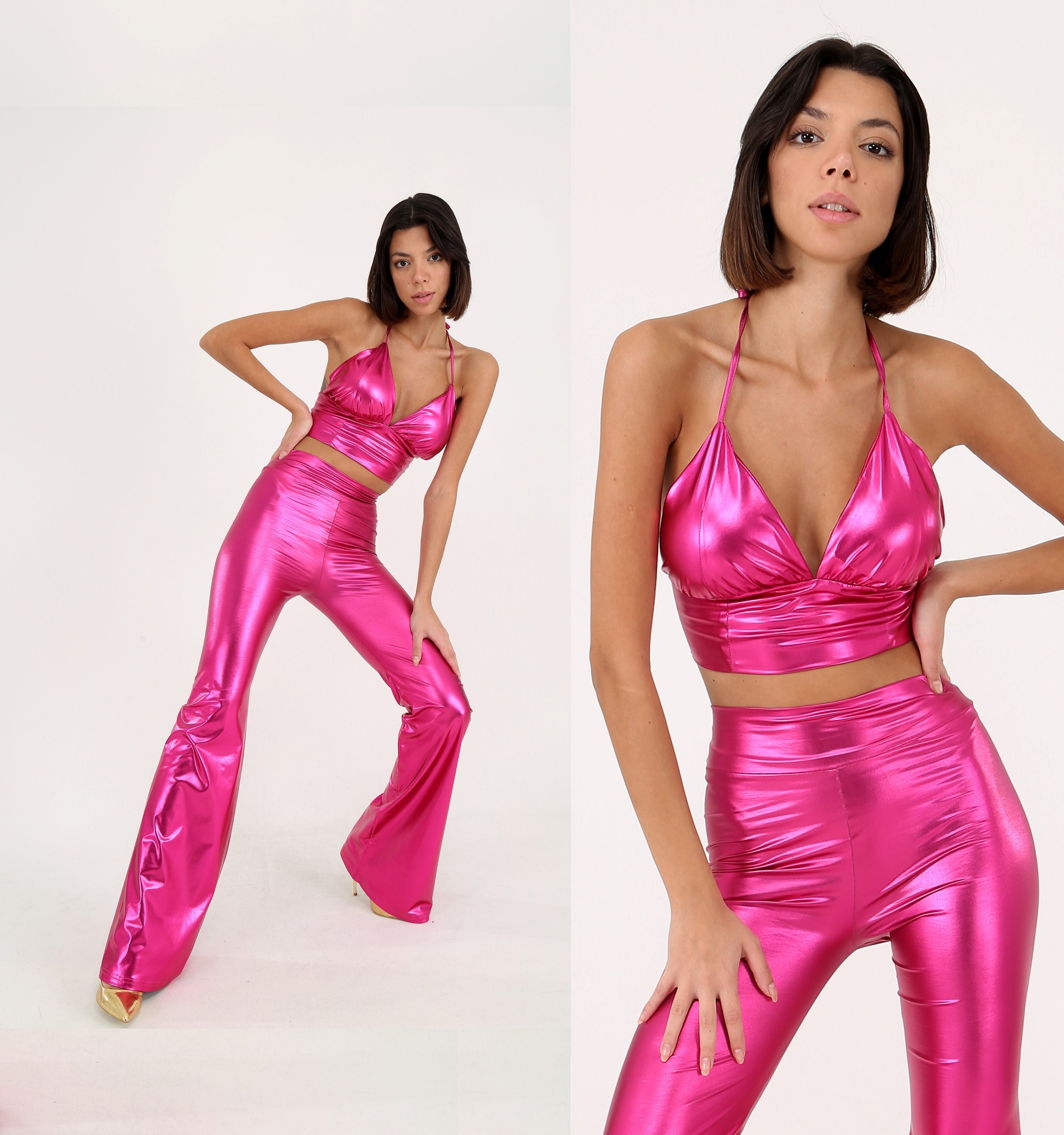 Pink shiny on sale pants