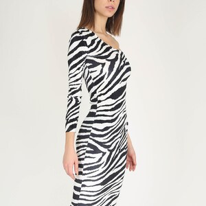 Elegant Pencil Dress,One Shoulder Dress,Velvet Zebra Dress image 5