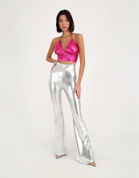 Silver Metallic Bell Bottoms, 1970s Style Pants, Burning Man Clothing, Rave  Costume, Disco Flare Pants, Shiny Flared Trousers -  Canada