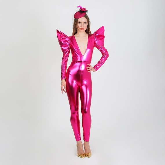 Futuristic Spike Shoulder Showgirl Costume, Hot Pink Barbi