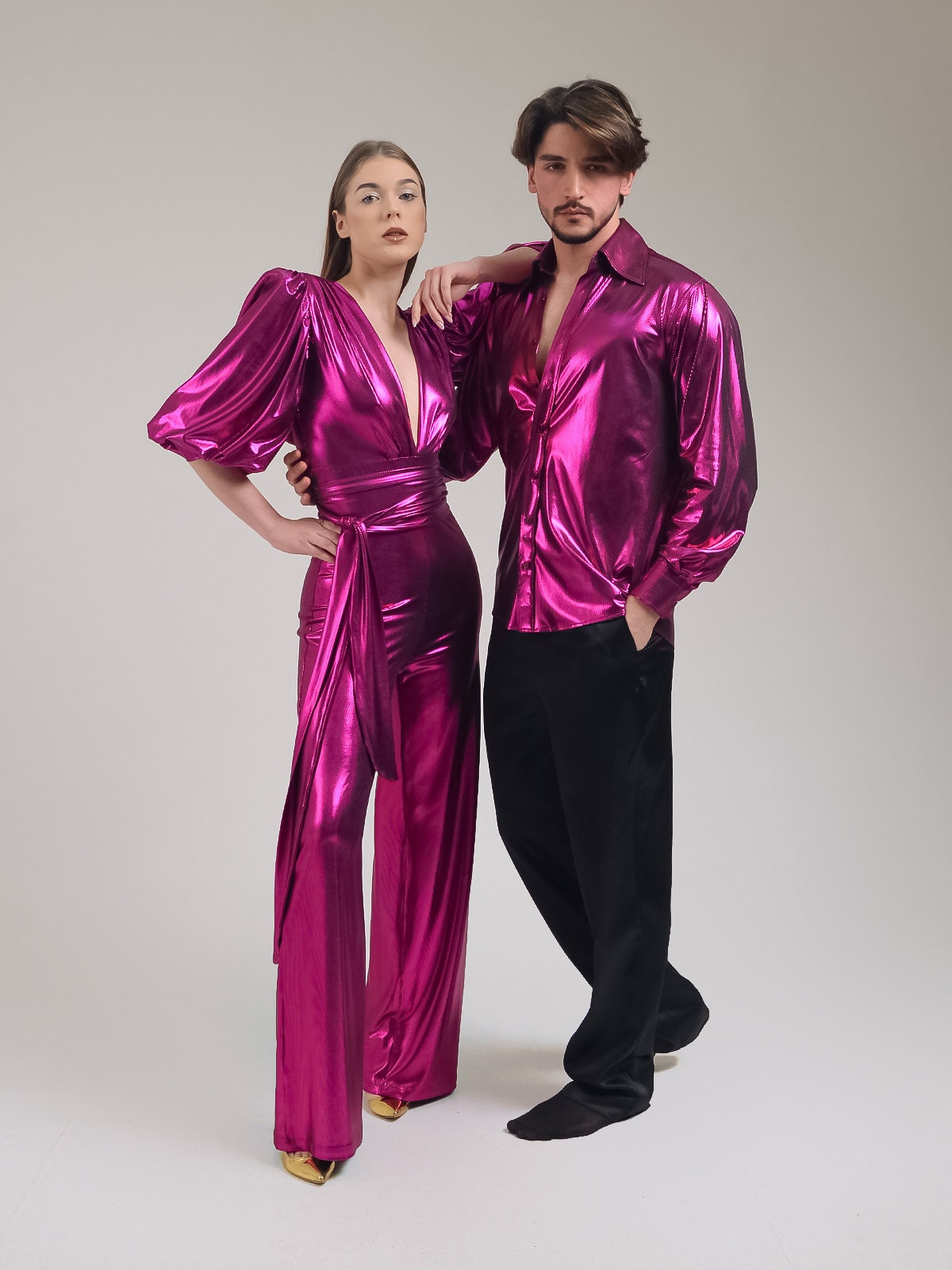 Matching Party Outfit for Couples Party Clothes for Spouses Couples Costumes Studio 54 Outfit Metallic Disco Outfit Twin Costume Etsy