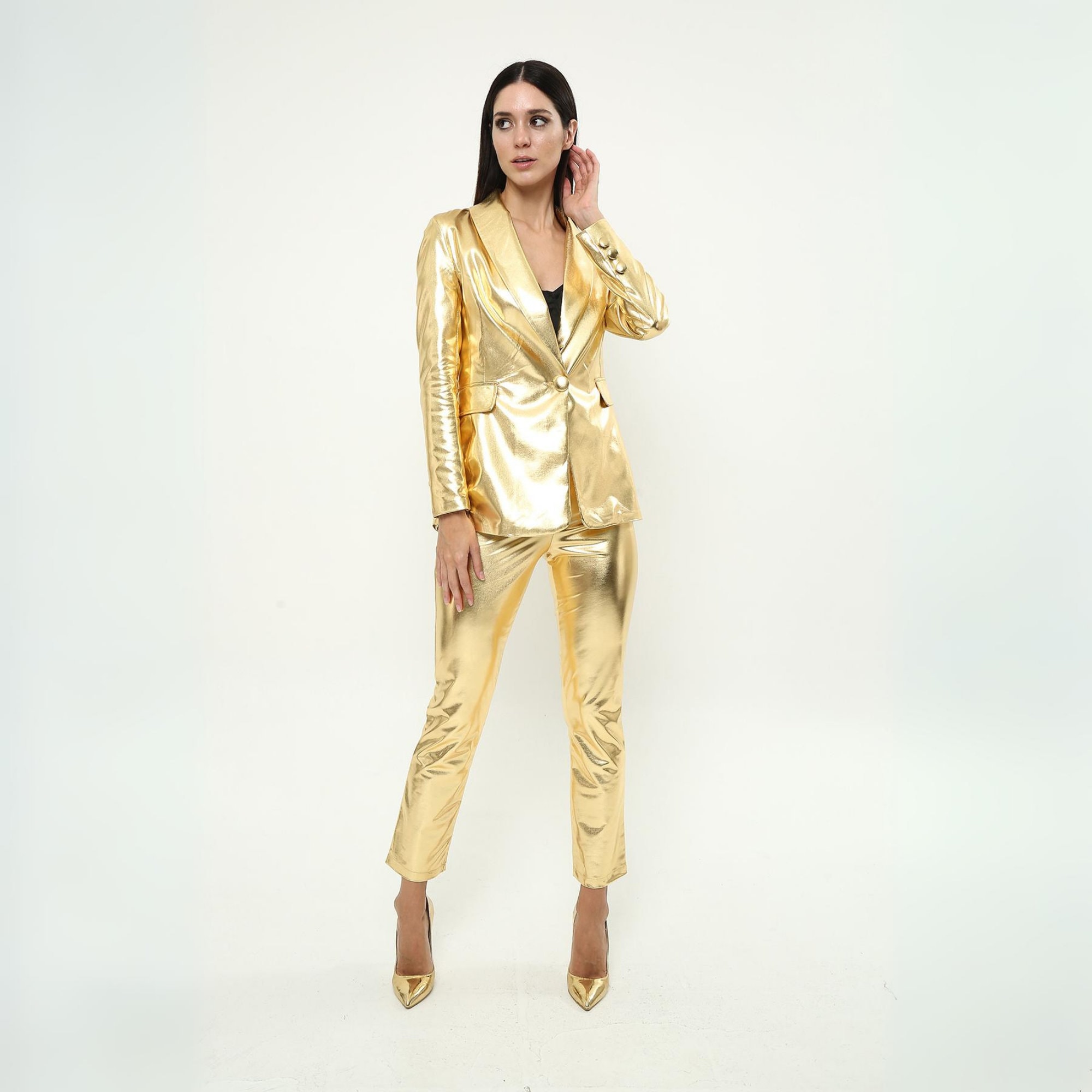 Gold Metallic Suit Set, Women's Designer Tuxedo for Wedding, Stage & Party,  Bespoke Designer Jacket, Wedding Party Attire - Etsy