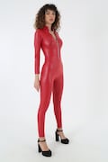 Red Spandex Catsuit, Faux Leather Red Jumpsuit, Halloween Women\u2019s Costume product logo
