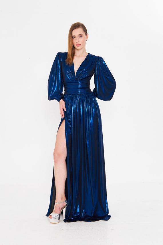 chinese dress ladies Royal Blue Star Prom Dresses Spaghetti Strap Maxi Dress with Pockets F –  Viniodress
