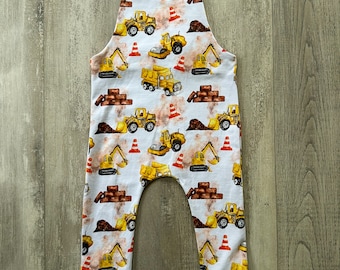 Truck & digger print, construction clothing, T-shirts, rompers, dress, oversized tees, baby/ toddler clothes, kids clothing