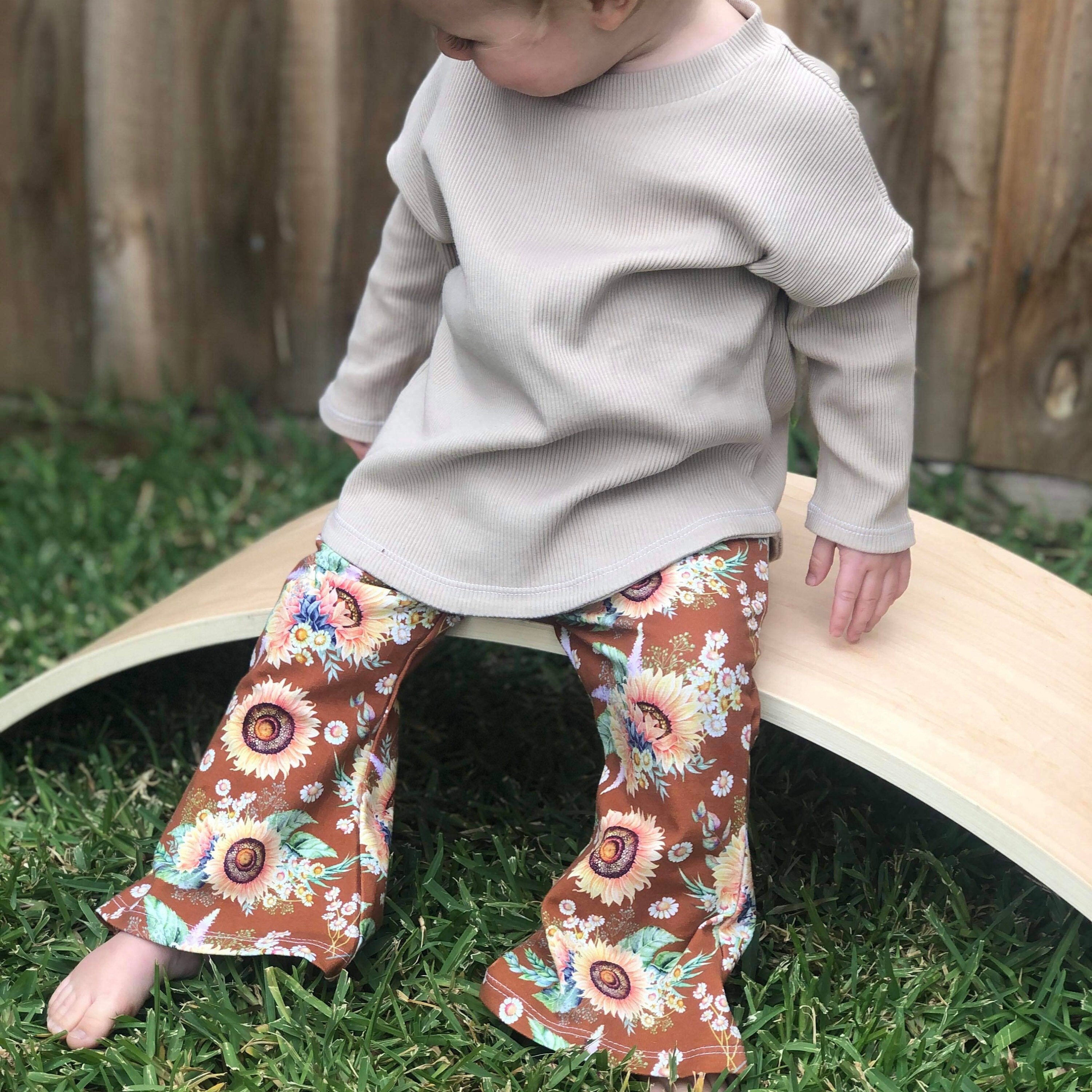 Baby bell bottoms Sunflower baby bells flare Pants Baby Etsy