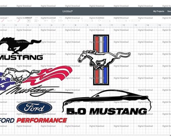 Archivo SVG que contiene 5 logotipos de Mustang