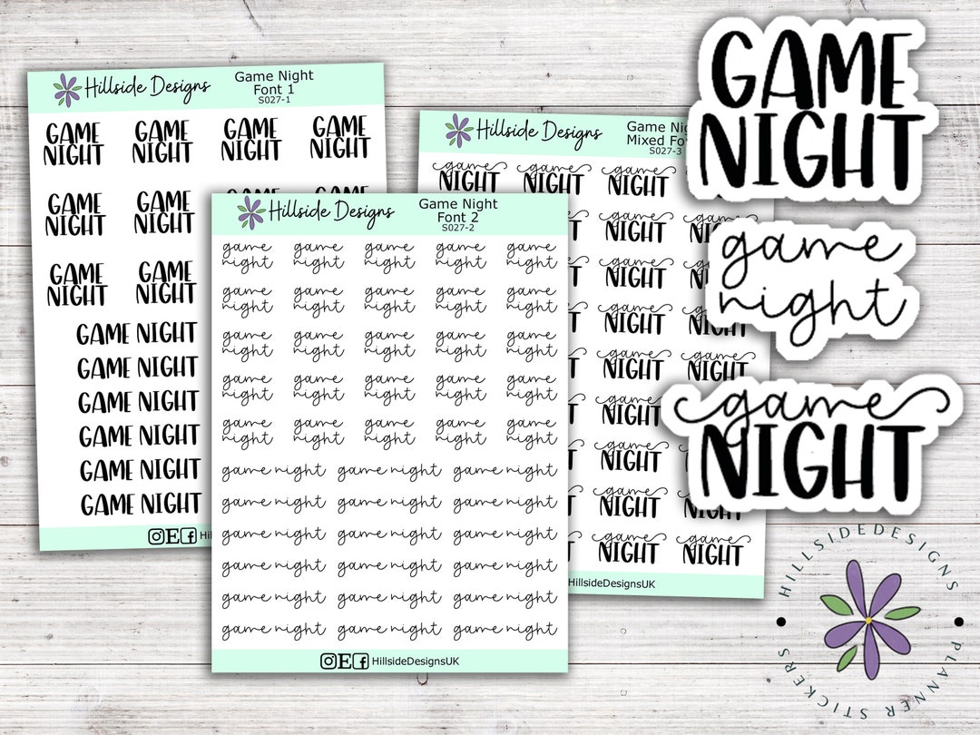 Game Night Script Game Night Script Stickers Planner, Journal, Bullet Journal, Hobonichi ...