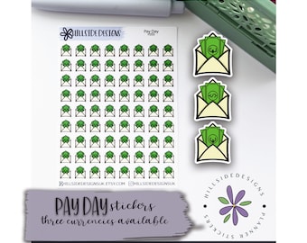Pay Day Stickers - Journal and Planner Stickers - Money, Spending, Income