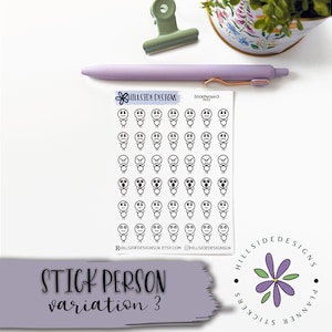 Stick Person Emotions 3 - Stickers amusants - agenda, journal, autocollants Hobonichi