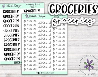 Groceries Script Stickers - Planner, Journal, Bullet Journal, Hobonichi Stickers