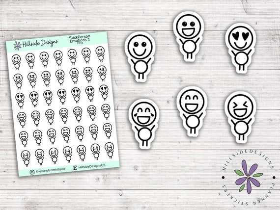 Stick Figure Emotions 1 - Planner, Journal, Hobonichi Stickers