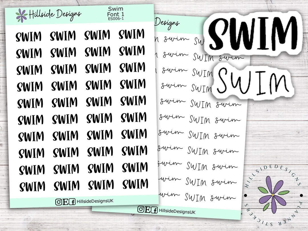 Swim Script Stickers - Exercise & Workout Stickers - Planner, Journal ...