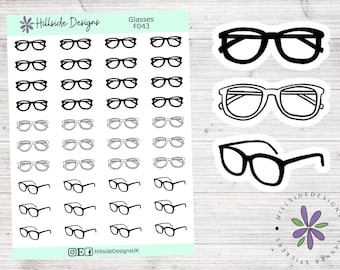 Glasses Icon Stickers - Planner, Journal, Bullet Journal, Hobonichi Stickers