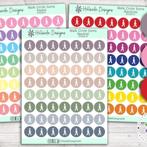 Walk Circle Icon Stickers - Exercise & Workout Stickers - Planner, Journal, Bullet Journal, Hobonichi Stickers