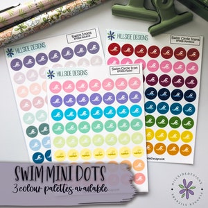 Schwimmen Mini Dot Aufkleber - Übung & Workout Aufkleber - Planer, Journal, Bullet Journal, Hobonichi Aufkleber