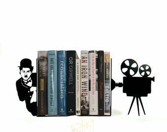 Charlie Chaplin Metal Bookends, Animation Cartoon Metal Bookends, Metal Bookends, Charlie Chaplin, Book Separated, Worldwide Free Shipping