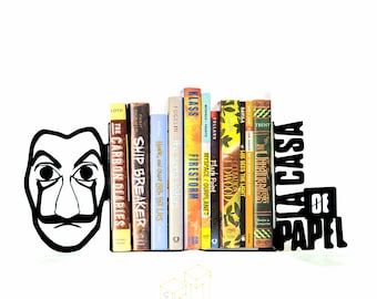 La Casa De Papel Metal Bookends, Bella Ciao Metal Bookends, Metal Bookends, La Casa De Papel Bookholder, Book Separated, Worldwide Free Ship