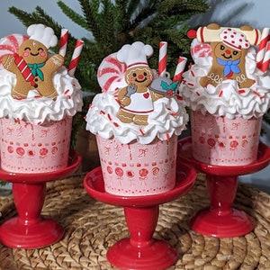 Fake Gingerbread Man Christmas Cupcake/ Fake Whip Cream/ Fake Bake/ Christmas Gift/ Gingerbread ManTiered Tray Decor