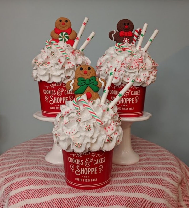Faux Christmas Cupcake Gingerbread Man Women Jumbo Whip Cream image 1